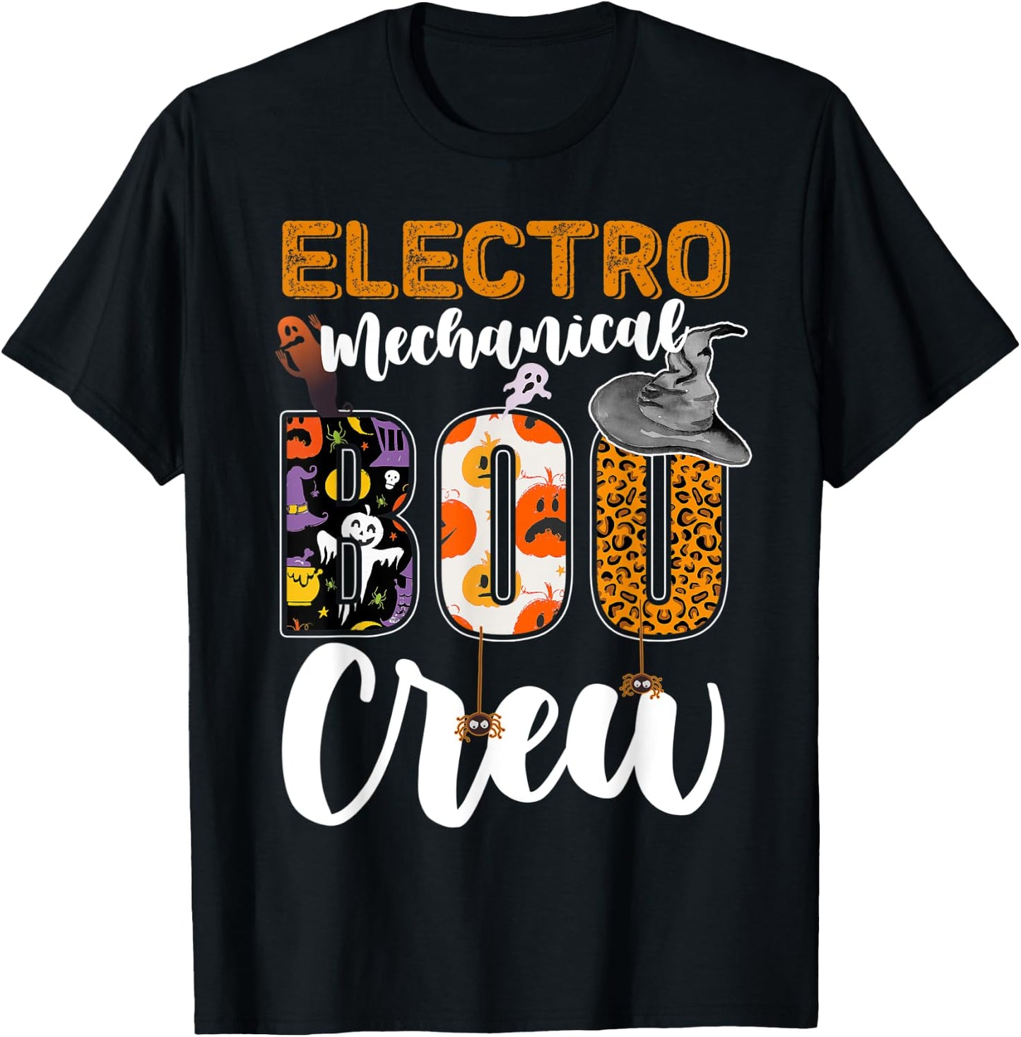 Electro-mechanical Boo Crew Halloween Matching Tech T-Shirt - T-Shirt | Black