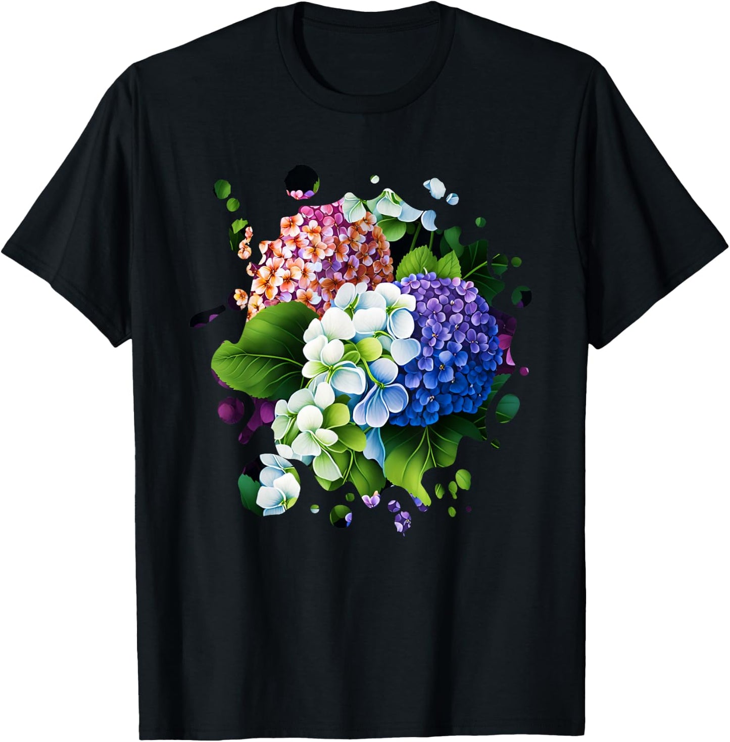 Vintage Hydrangea Inspired Flower Plant Lover gardening T-Shirt - T-Shirt | Black