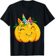 Unicorn Pumpkin Halloween Girl Cute Thanksgiving Girls T-Shirt - T-Shirt | Black