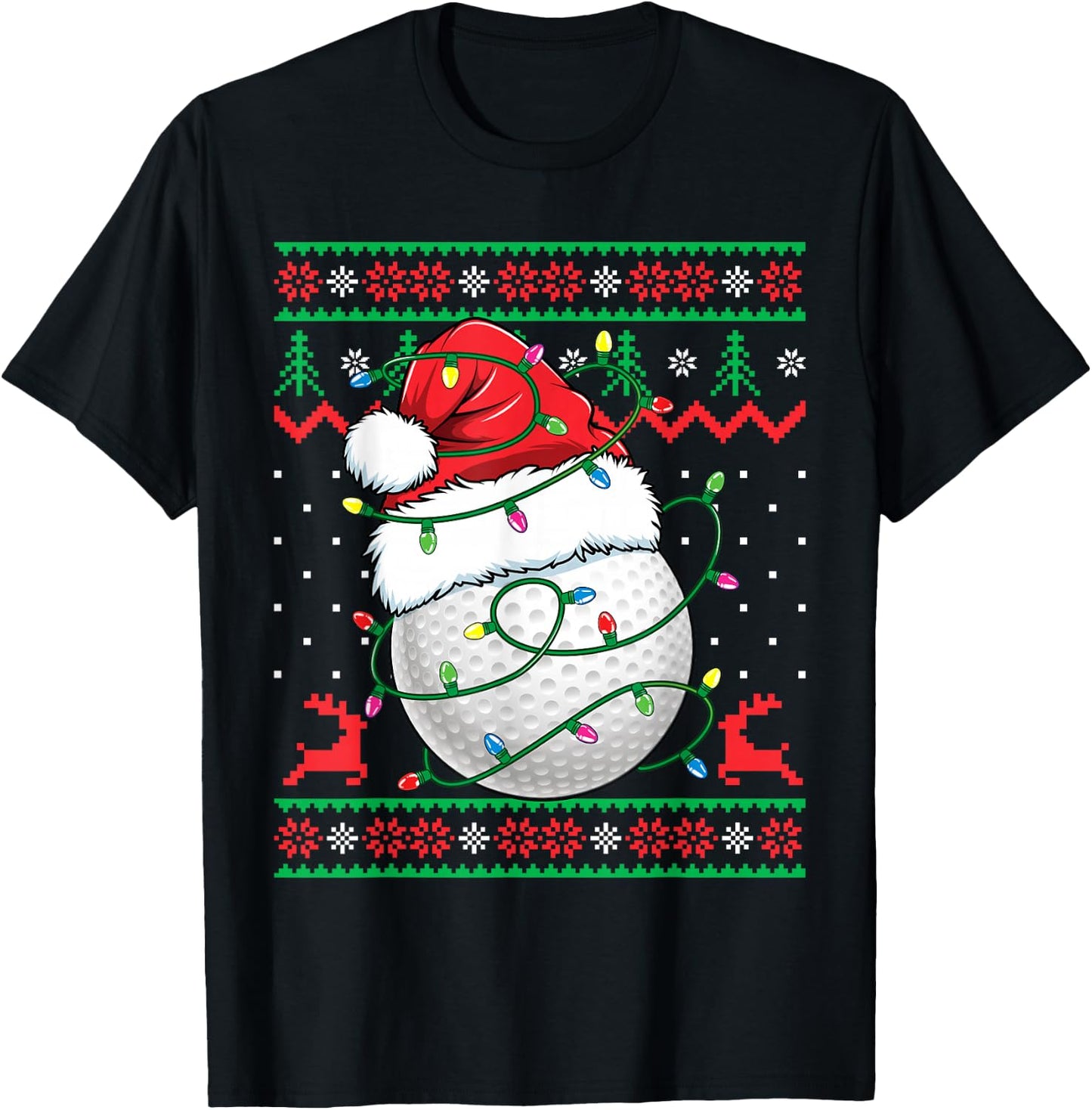 Funny Golf Ugly Christmas Sweater Golfing T-Shirt - T-Shirt | Black