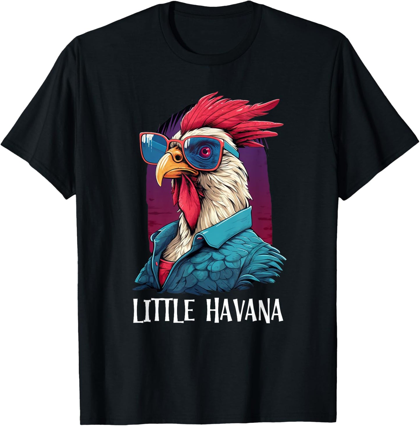 Little Havana Cuban Style, Funny Rooster 305 Miami Souvenir T-Shirt - T-Shirt | Black