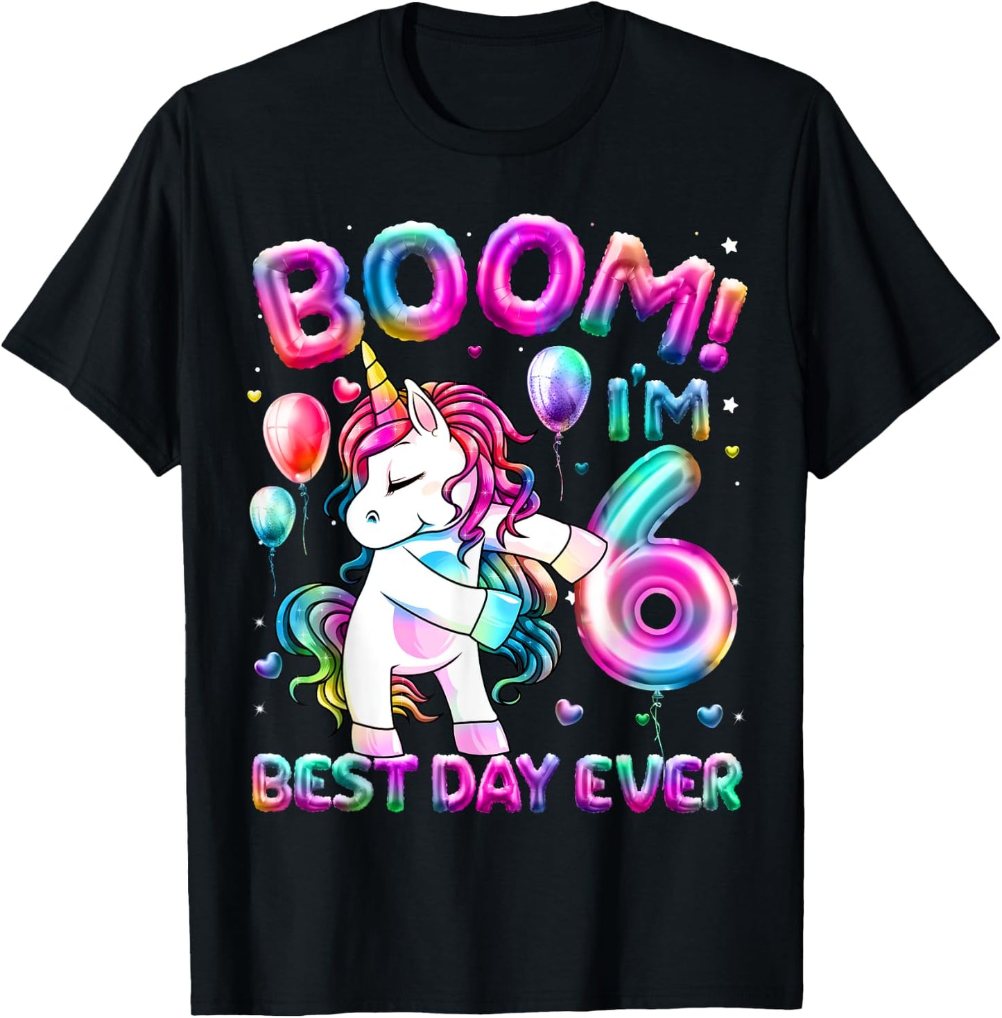 6 Years Old Flossing Unicorn Gifts 6th Birthday Girl Party T-Shirt - T-Shirt | Black