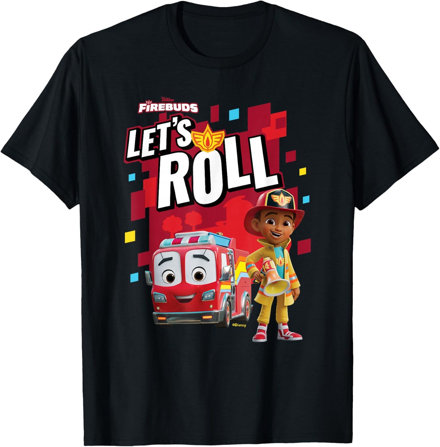 Disney Junior Firebuds Bo and Flash Fire Truck Let’s Roll T-Shirt - T-Shirt | Black