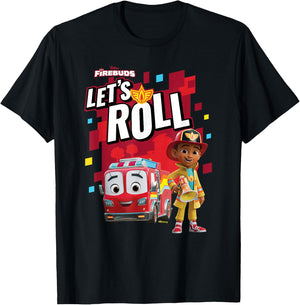 Disney Junior Firebuds Bo and Flash Fire Truck Let’s Roll T-Shirt - T-Shirt | Black