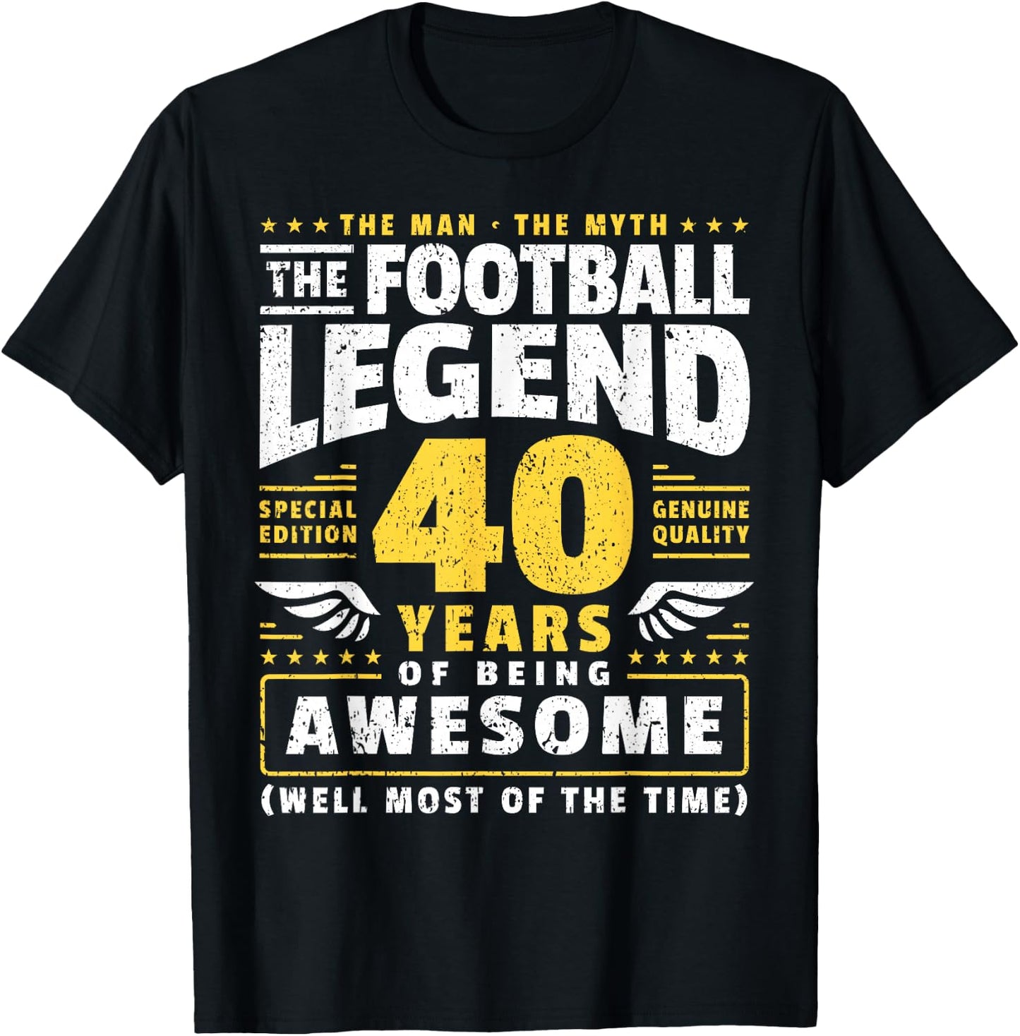 40th Birthday Football Player 40 Years Old T-Shirt - T-Shirt | Black