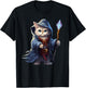 Wizard Cat, Funny Cat Wizard T-Shirt - T-Shirt | Black