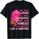 I Am Strong I Am Powerful Breast Cancer Awereness Women Girl T-Shirt - T-Shirt | Black