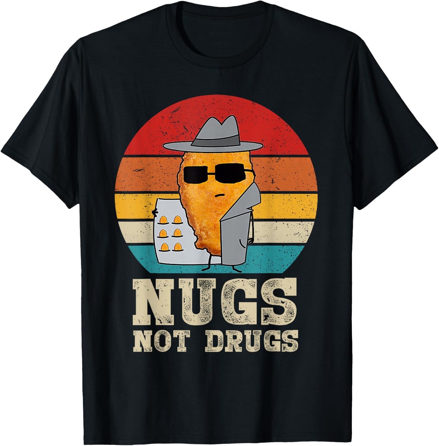 Funny Chicken Nuggets - Nugs Not Drugs Vintage T-Shirt - T-Shirt | Black