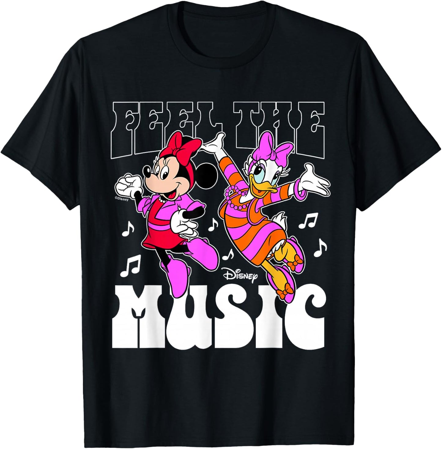 Minnie Mouse Daisy Duck - Feel The Music T-Shirt - T-Shirt | Black