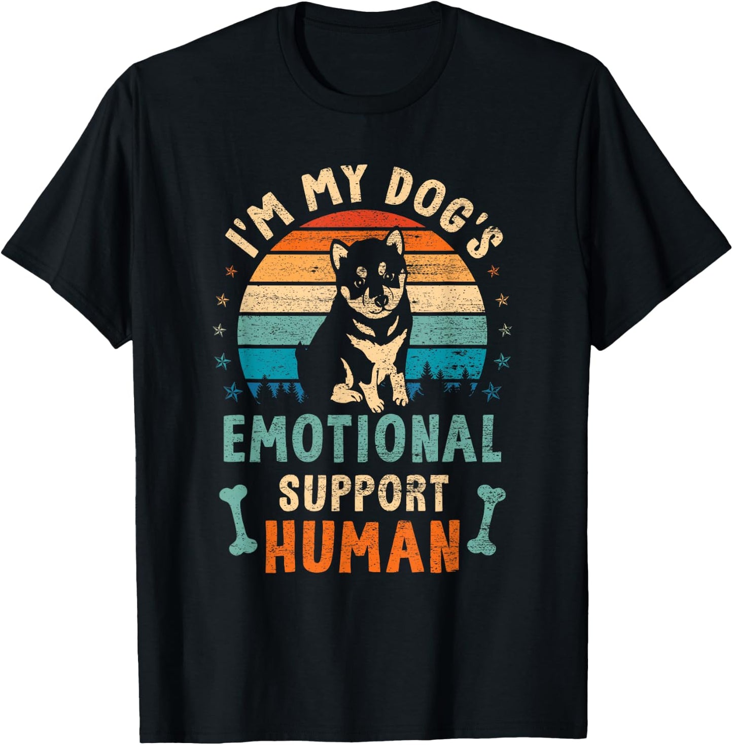 I'm My Dog's Emotional Supports Human Vintage Dog Lover T-Shirt - T-Shirt | Black