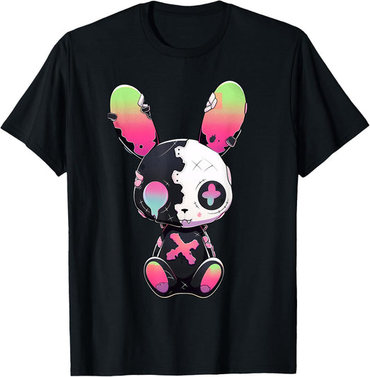 Goth Bunny Gothic Outfit Cute E-Girl Kawaii Rabbit Grunge T-Shirt - T-Shirt | Black