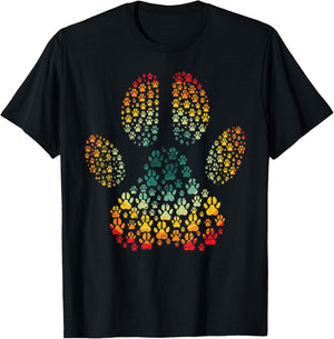Vintage Dog Love Retro Paw Print Pet Lover Design for Dog T-Shirt - T-Shirt | Black
