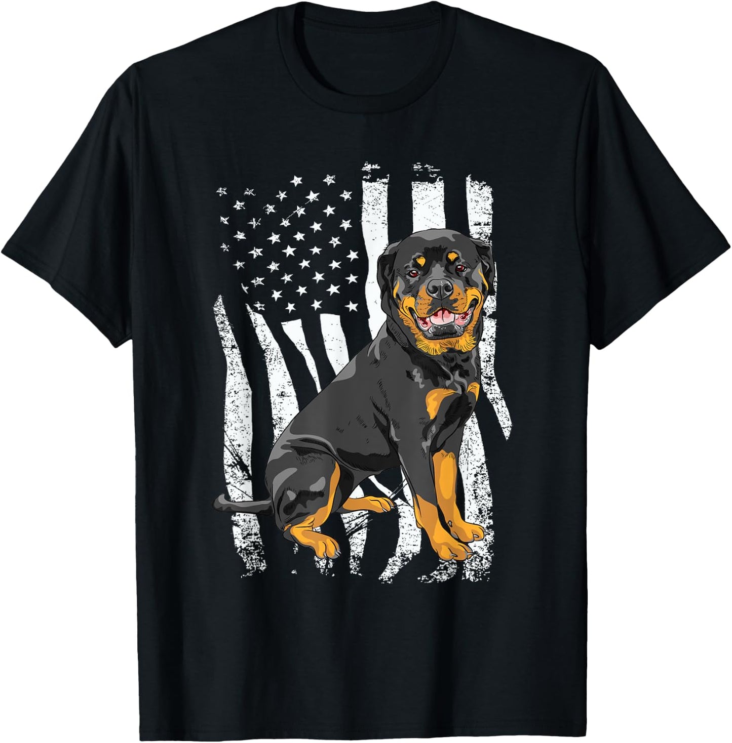 Rottweiler - USA American Flag Puppy Lover Dog Breeder T-Shirt - T-Shirt | Black