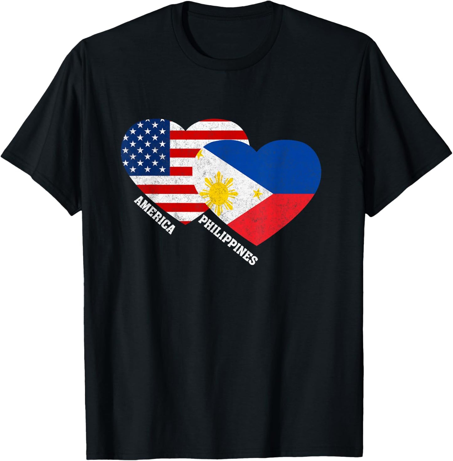 Philippines Flag Shirt Filipino American Pride Vintage T-Shirt - T-Shirt | Black
