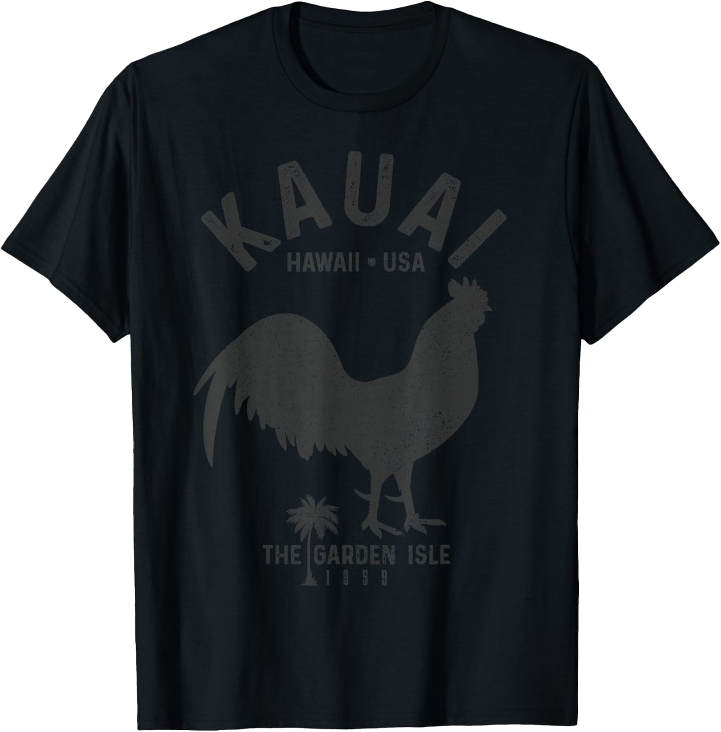 Kauai 1959 The Garden Isle Chicken Hawaii Vintage Hawaiian T-Shirt - T-Shirt | Black