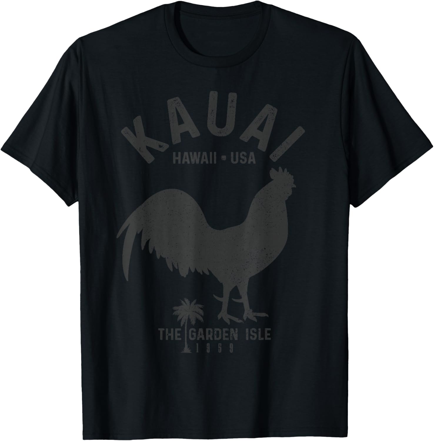 Kauai 1959 The Garden Isle Chicken Hawaii Vintage Hawaiian T-Shirt - T-Shirt | Black