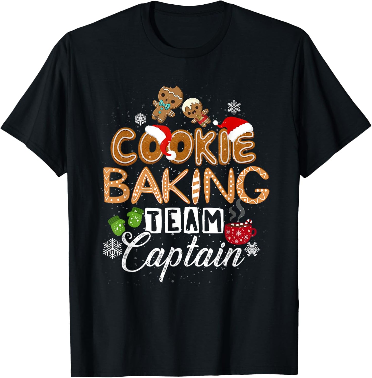 family winter santa Christmas cookie baking team captain T-Shirt - T-Shirt | Black