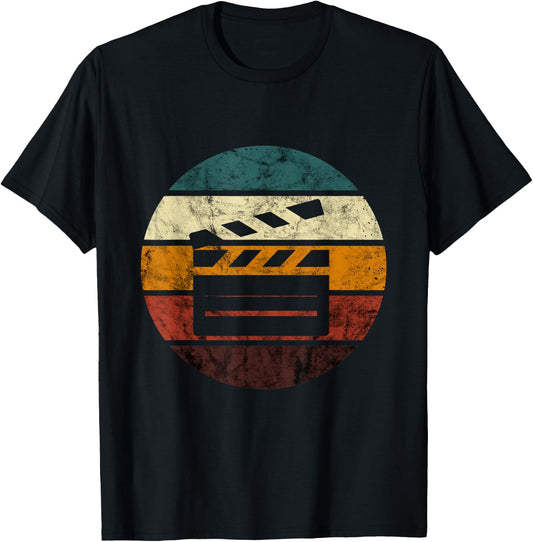 Clapboard Filmmaking Retro Cinematography Vintage Filmmaker T-Shirt - T-Shirt | Black