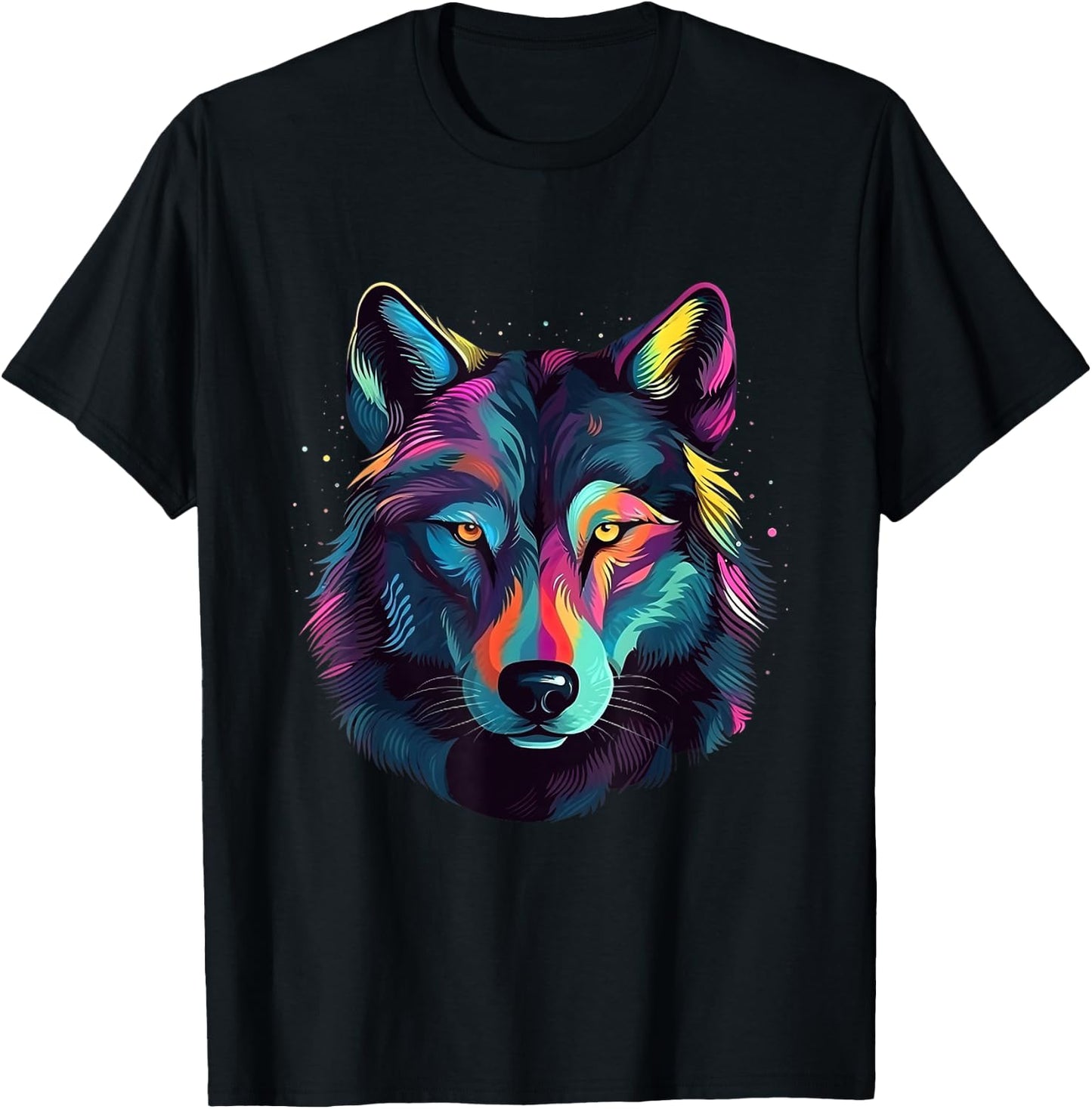 Wolf Pop Art Colorful Art Wolf Lover T-Shirt - T-Shirt | Black