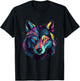 Wolf Pop Art Colorful Art Wolf Lover T-Shirt - T-Shirt | Black