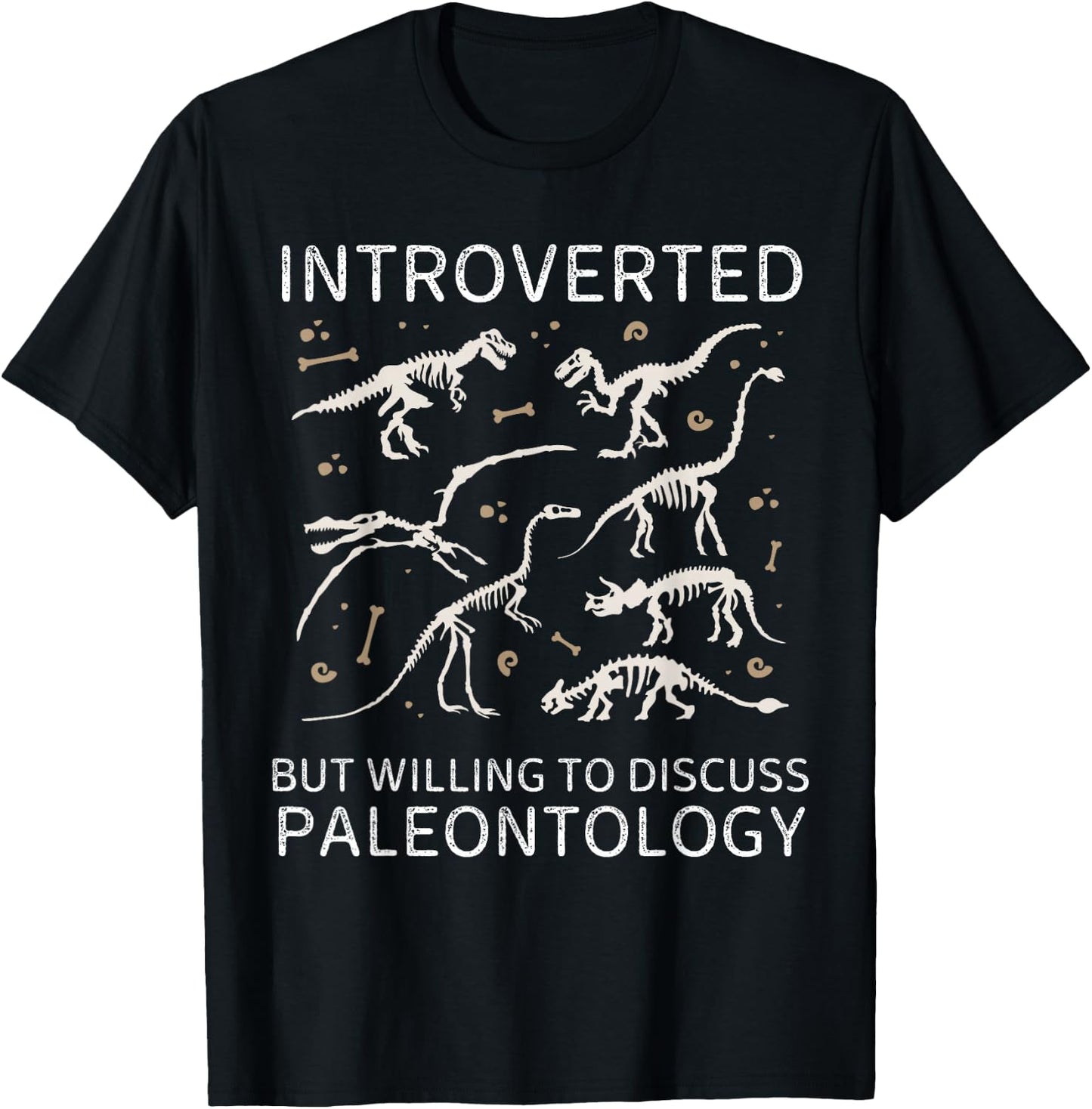 Vintage Introverted But Willing To Discuss Paleontology T-Shirt - T-Shirt | Black