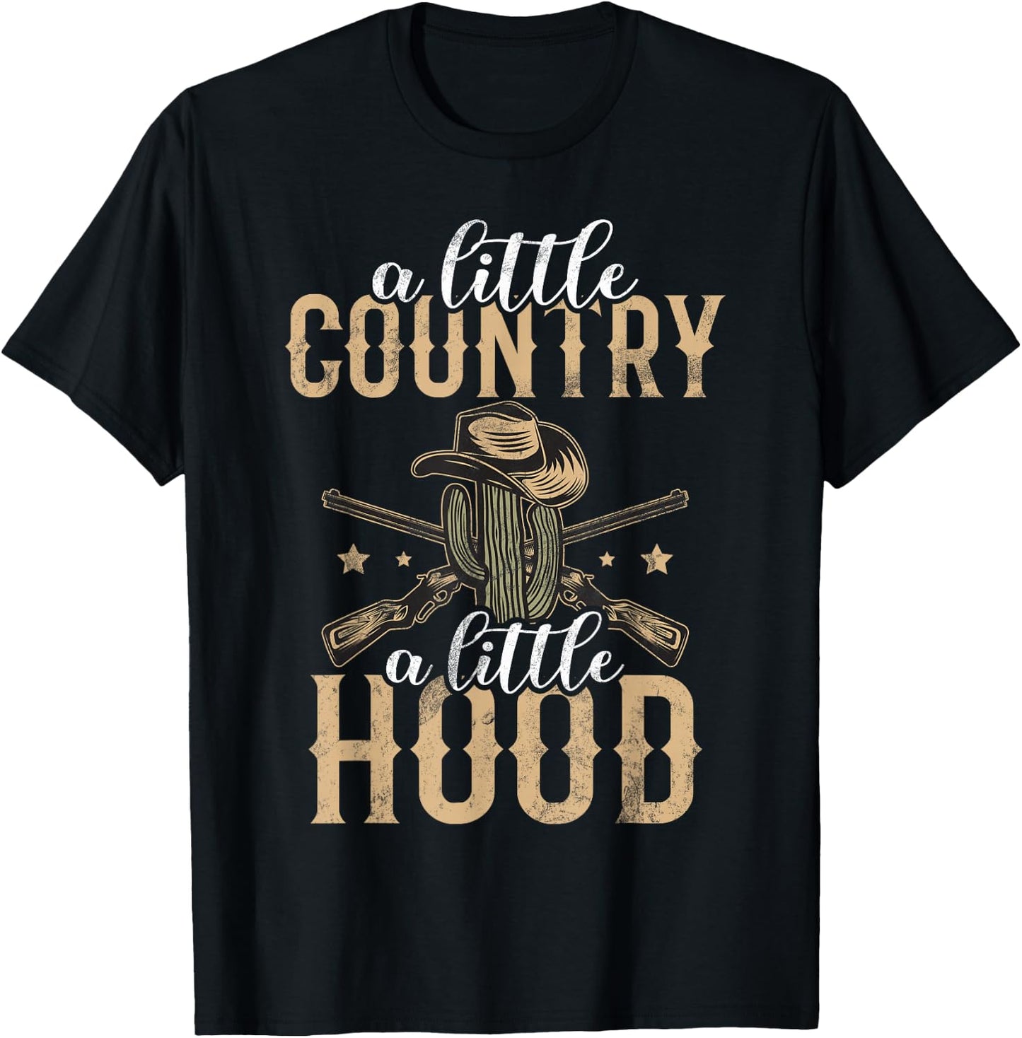 A Little Country a little Hood Country Girl T-Shirt - T-Shirt | Black