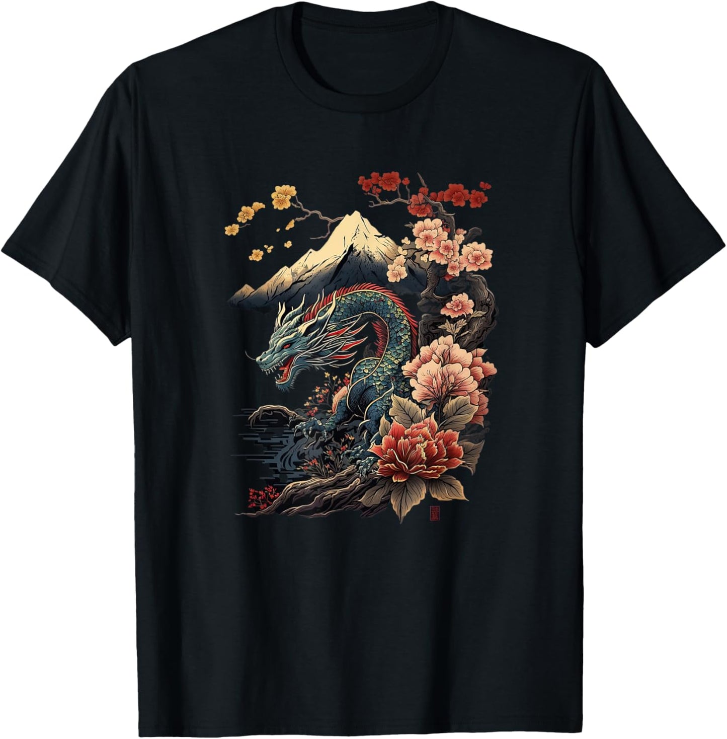 Japanese Aesthetic Dragon japanese art Japan Tattoo T-Shirt - T-Shirt | Black