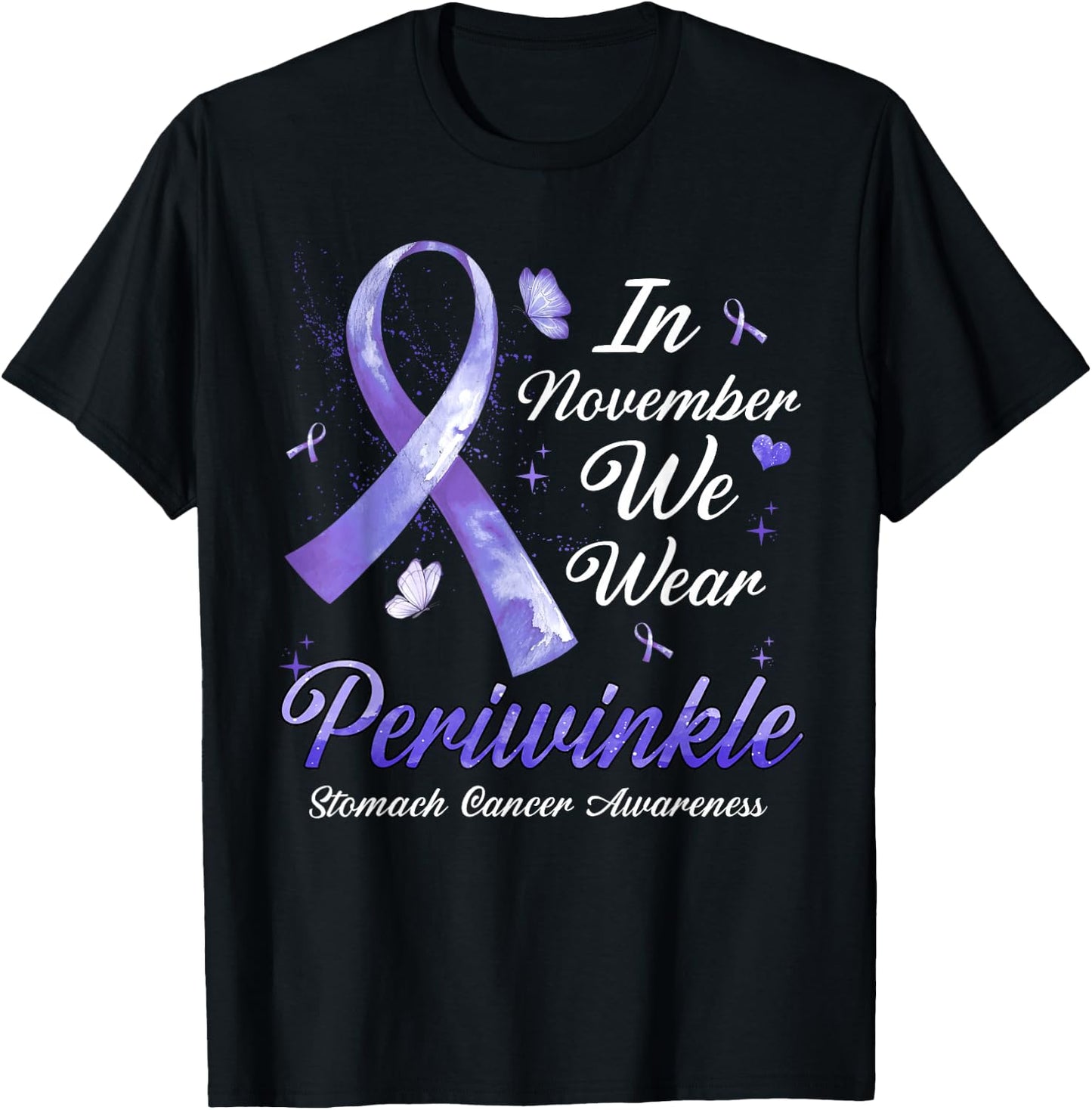 In November We Wear Periwinkle Stomach Cancer Awareness T-Shirt - T-Shirt | Black