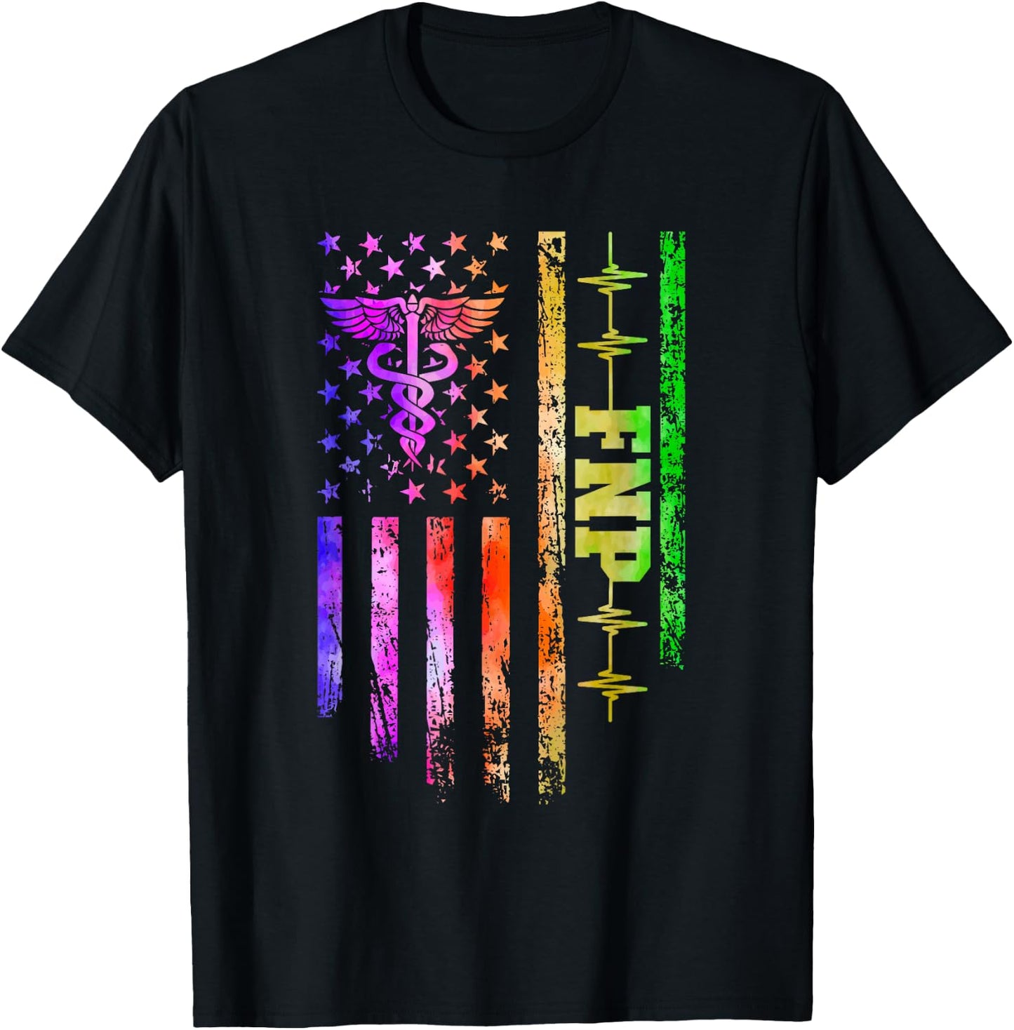 FNP American Flag Family Nurse Practitioner T-Shirt - T-Shirt | Black