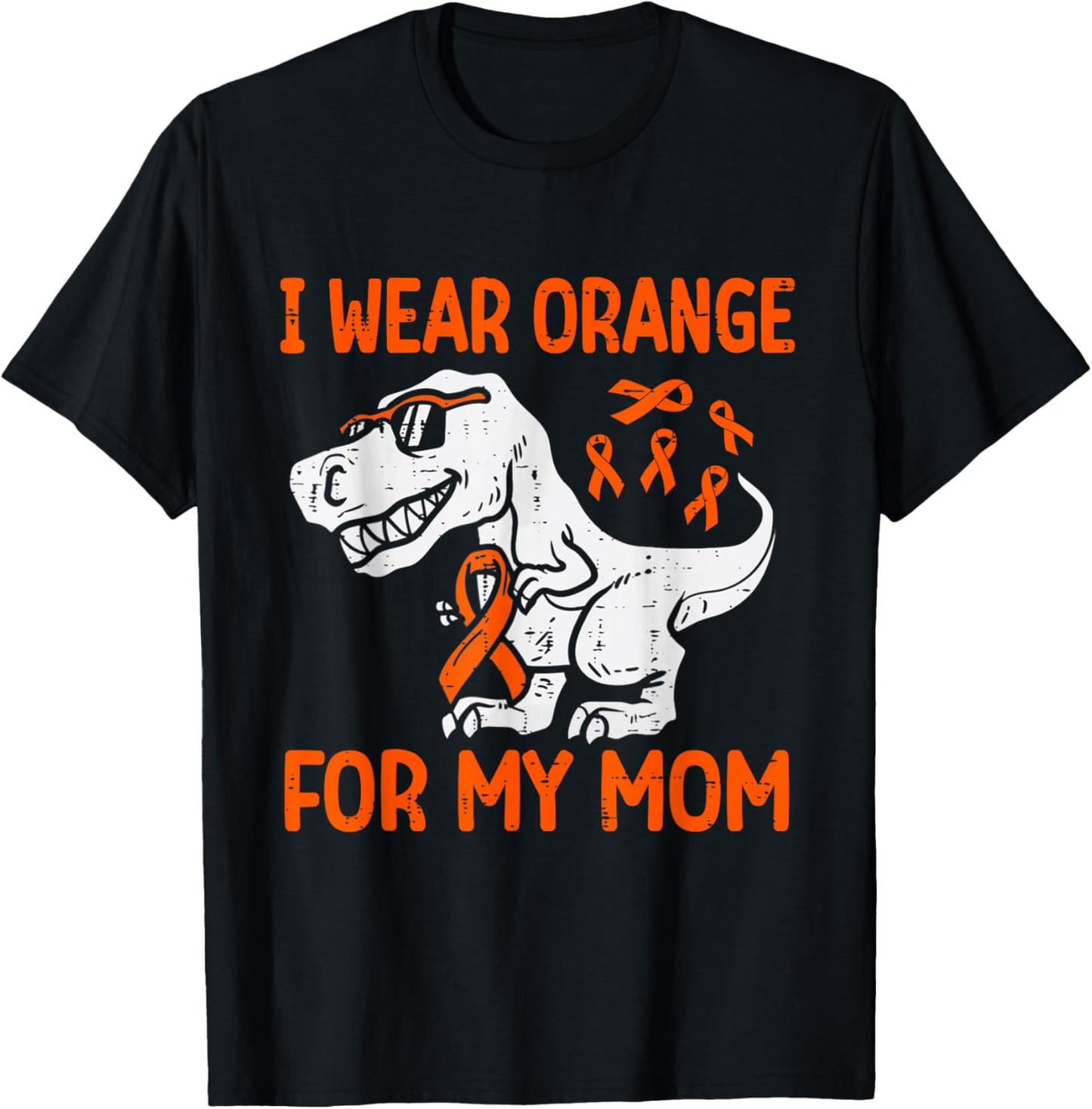 I Wear Orange For My Mom Dinosaur Multiple Sclerosis Kids T-Shirt - T-Shirt | Black