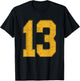 Number 13 Numbered Uniform Sports Team Jersey 13th Birthday T-Shirt - T-Shirt | Black