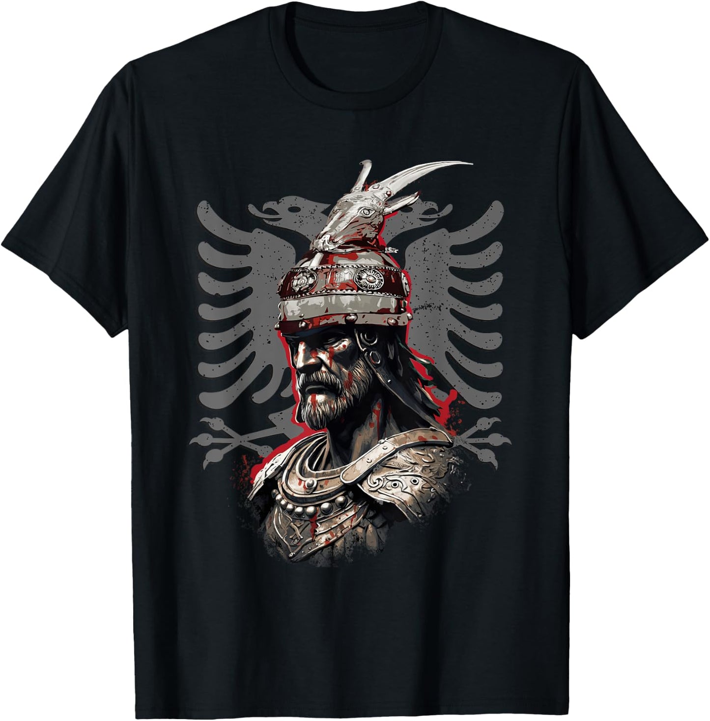 Skanderbeg Albanian National Hero Eagle Kosovo Albanian T-Shirt - T-Shirt | Black