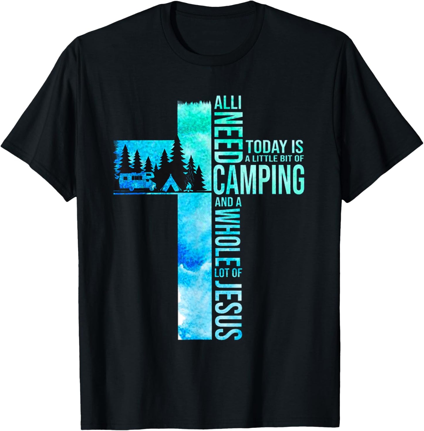 Camping and Jesus T-Shirt - T-Shirt | Black