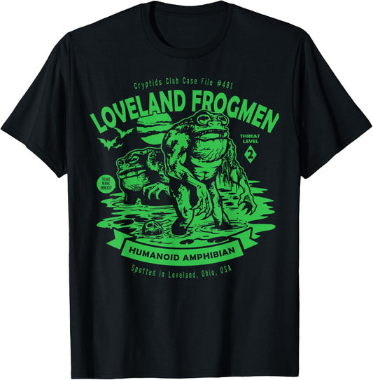 Loveland Frogmen Humanoid Amphibian Crypid Club Frog Monster T-Shirt - T-Shirt | Black