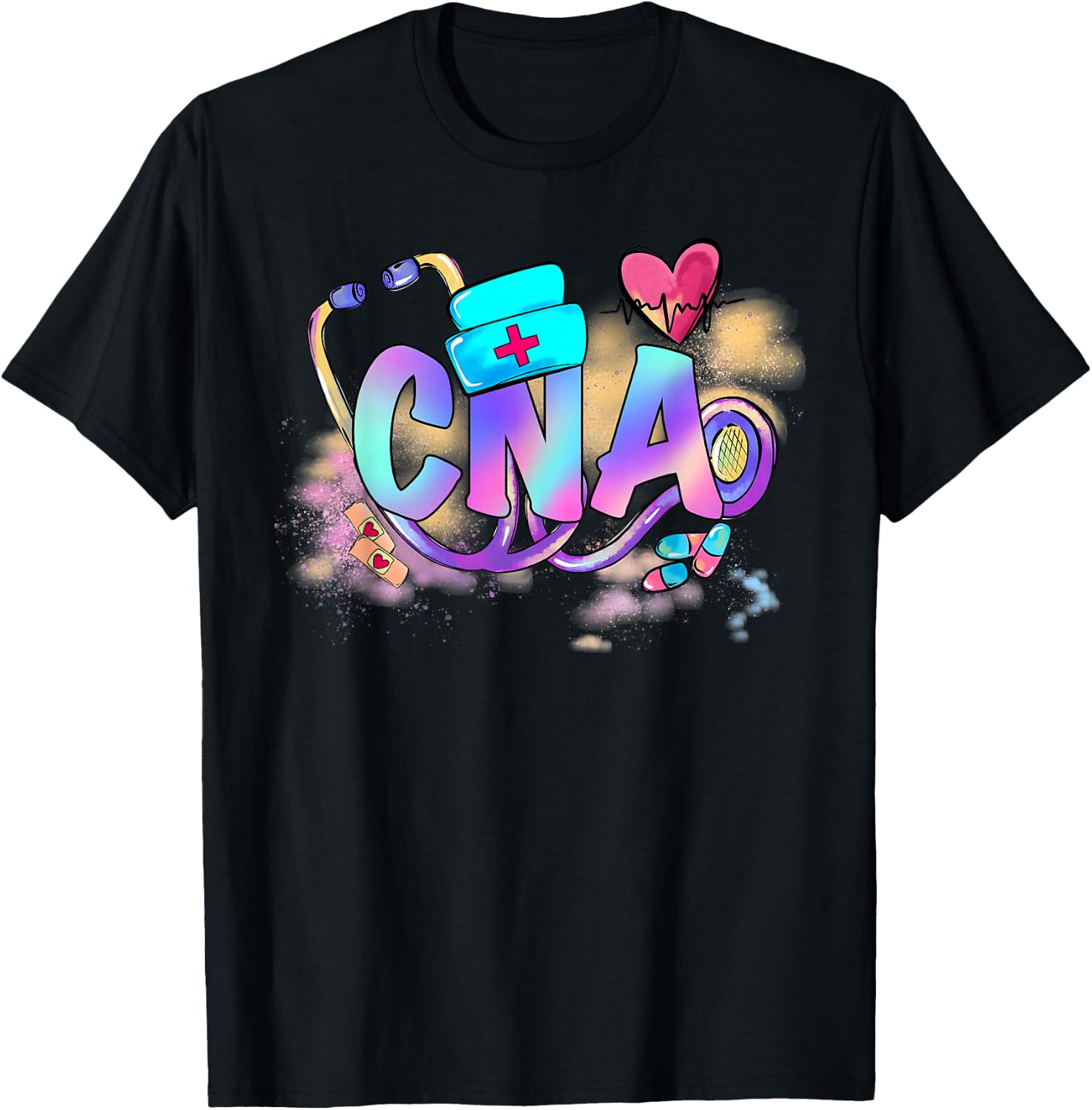 Tie Dye CNA Cute Nurse Day CNA RN Nurse Week Gifts Nursing T-Shirt - T-Shirt | Black