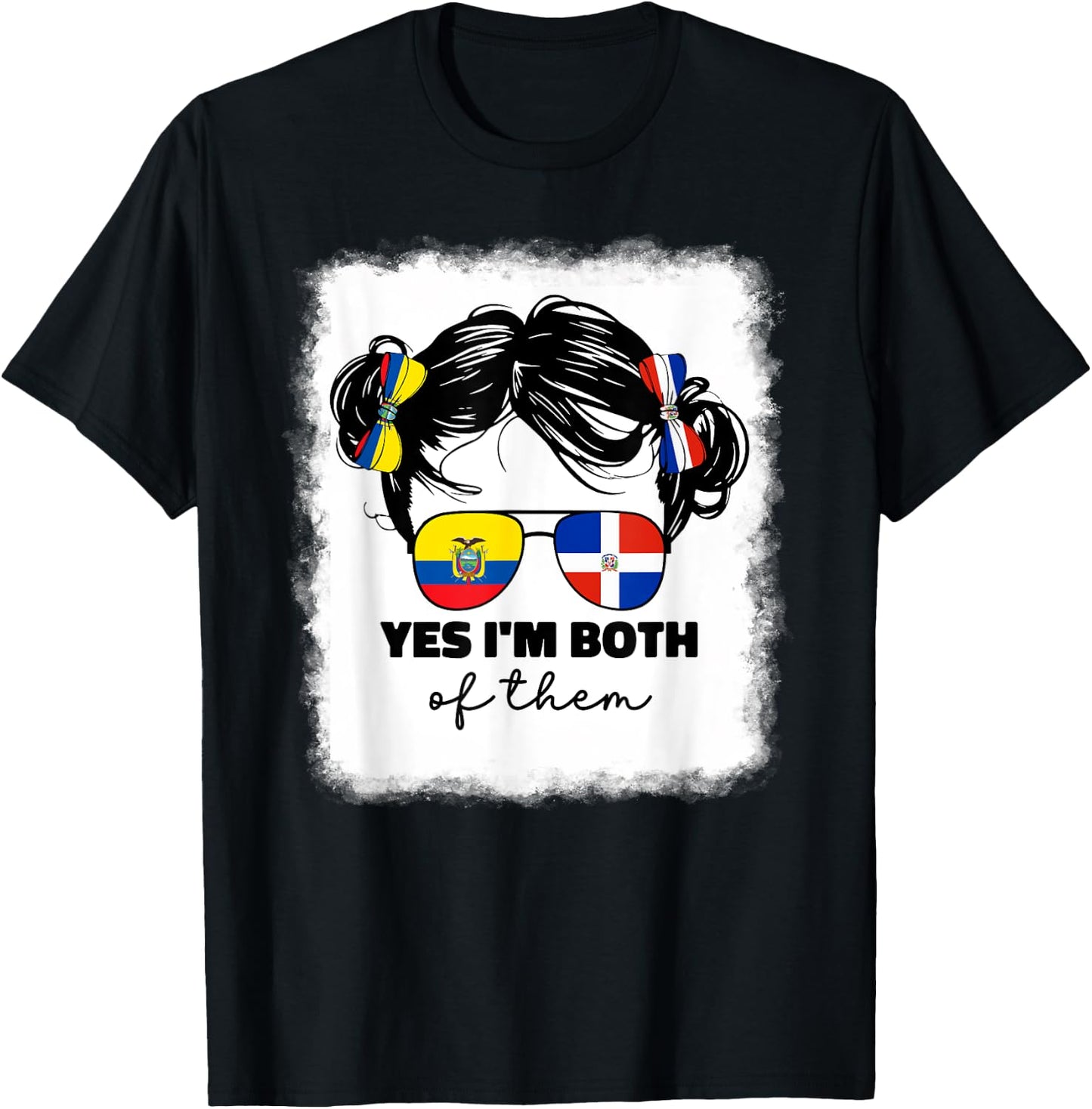 Half Dominican And Ecuadorian Ecuador Flag Kids Girl Girls T-Shirt - T-Shirt | Black