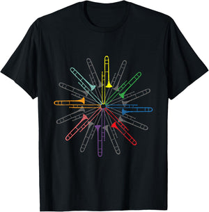 Colorful Trombones - Trombone Player Music Jazz Music T-Shirt - T-Shirt | Black