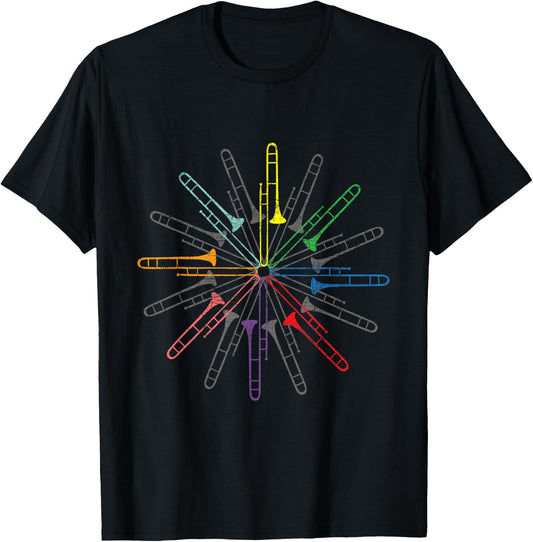 Colorful Trombones - Trombone Player Music Jazz Music T-Shirt - T-Shirt | Black