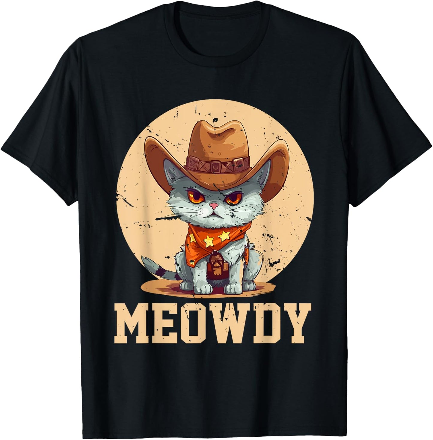 Meowdy! Funny Country Music Cat Cowboy Hat Men Women T-Shirt - T-Shirt | Black