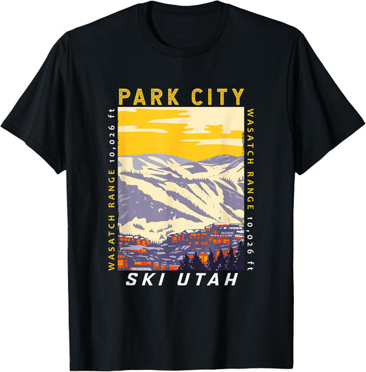 Park City Ski Area Utah Distressed Vintage T-Shirt - T-Shirt | Black