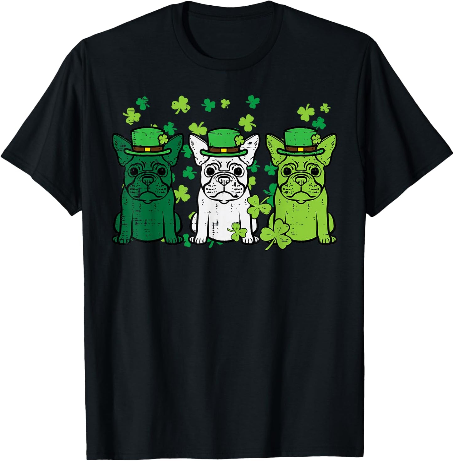 St Patricks Day French Bulldogs Dog Frenchie Men Women Kids T-Shirt - T-Shirt | Black