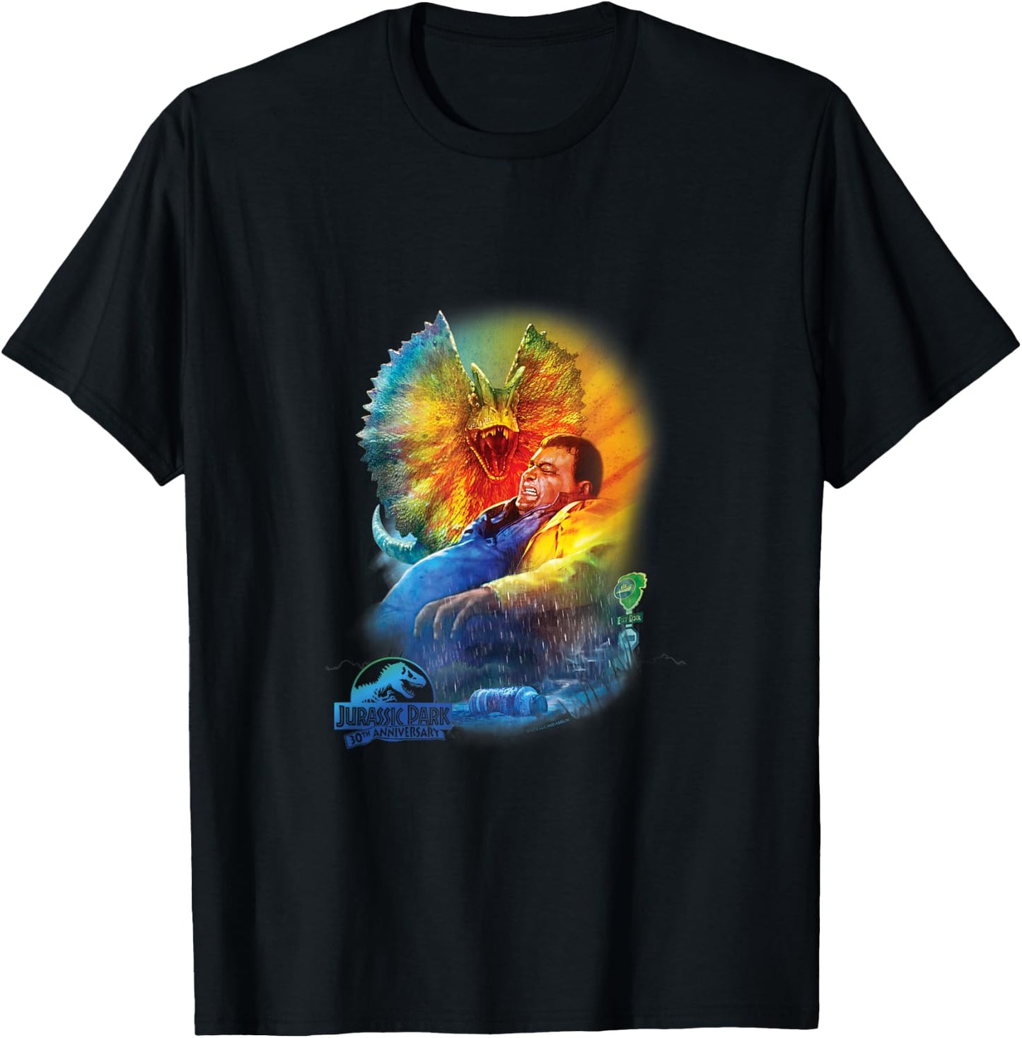 Jurassic Park 30th Anniversary Dilophosaurus - Kids - Black - Short Sleeve - Classic Fit - Cotton/Polyester Blend T-Shirt - T-Shirt | Black