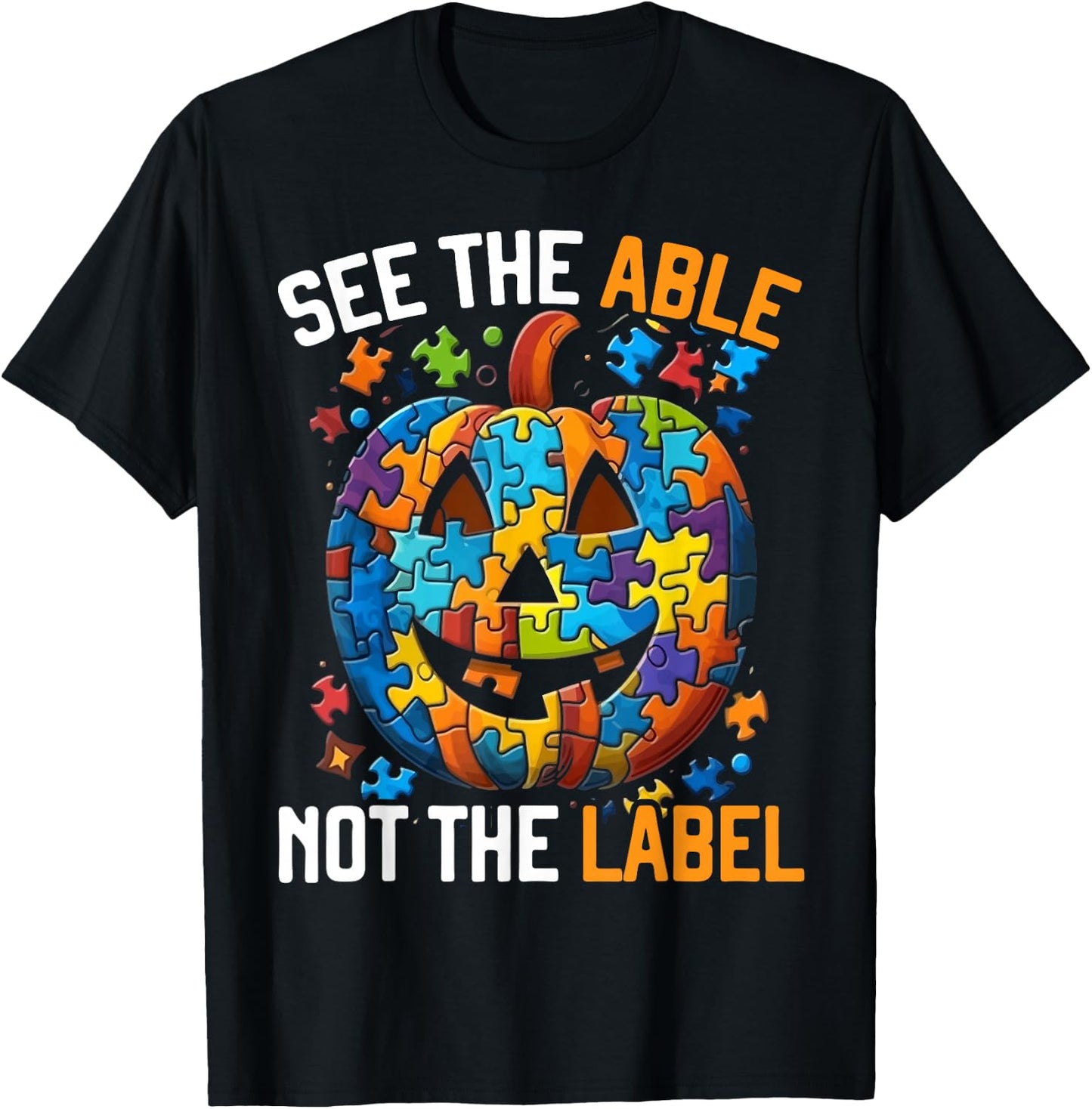 Autism Halloween Puzzle Trick Or Treat Autism Awareness T-Shirt - T-Shirt | Black