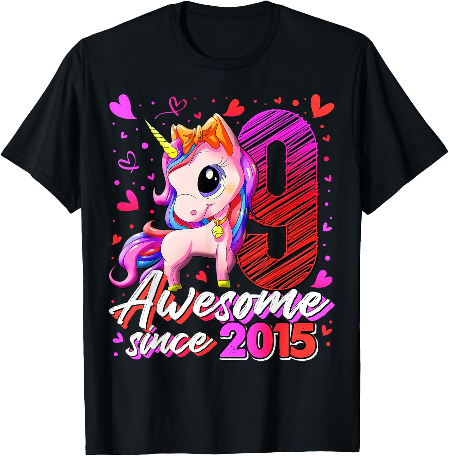 9 Years Old Flossing Unicorn Gifts 9th Birthday Girl Party T-Shirt - T-Shirt | Black