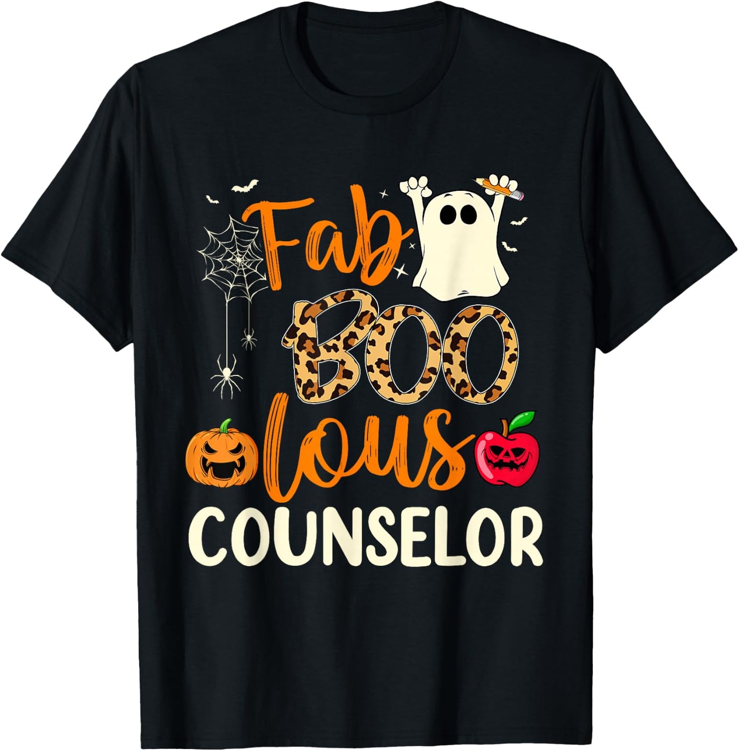 Fab Boo Lous Counselor Leopard Spooky Halloween Costume T-Shirt - T-Shirt | Black