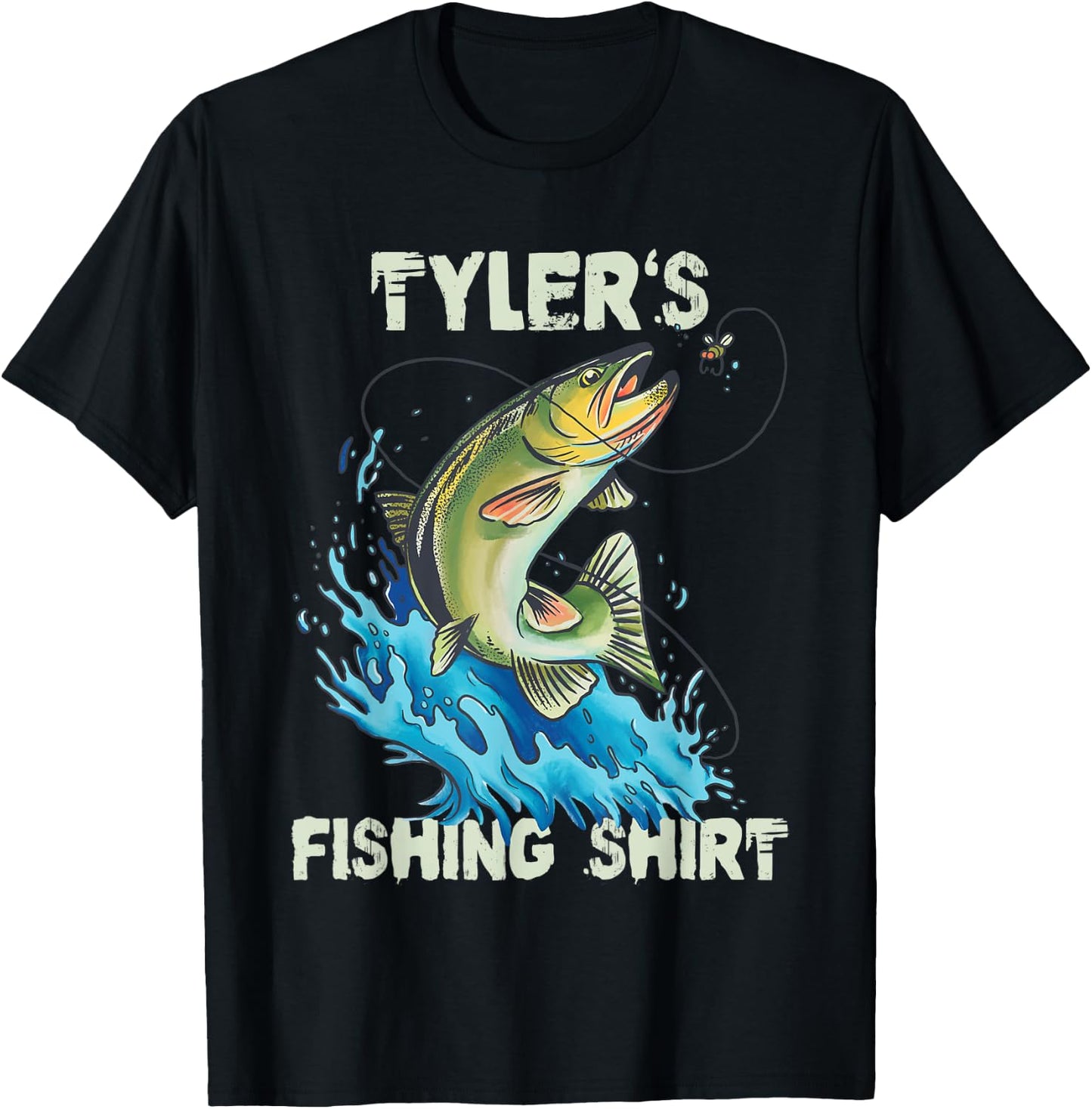 Tyler's Fishing Shirt - Personalized Fishing T-Shirt - T-Shirt | Black