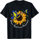 Butterfly Sunflower World Down Syndrome Awareness Day T-Shirt - T-Shirt | Black