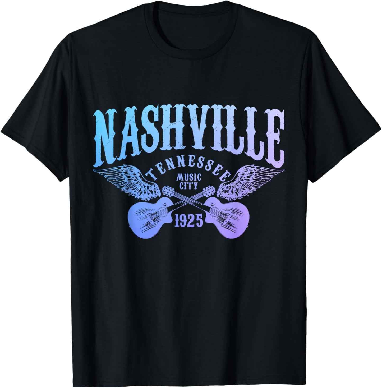 Nashville Tennessee Guitar Player Vintage Country Music City T-Shirt - T-Shirt | Black