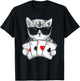 Cat Play Poker Gambling Casino Dealer Poker Player Gambler T-Shirt - T-Shirt | Black