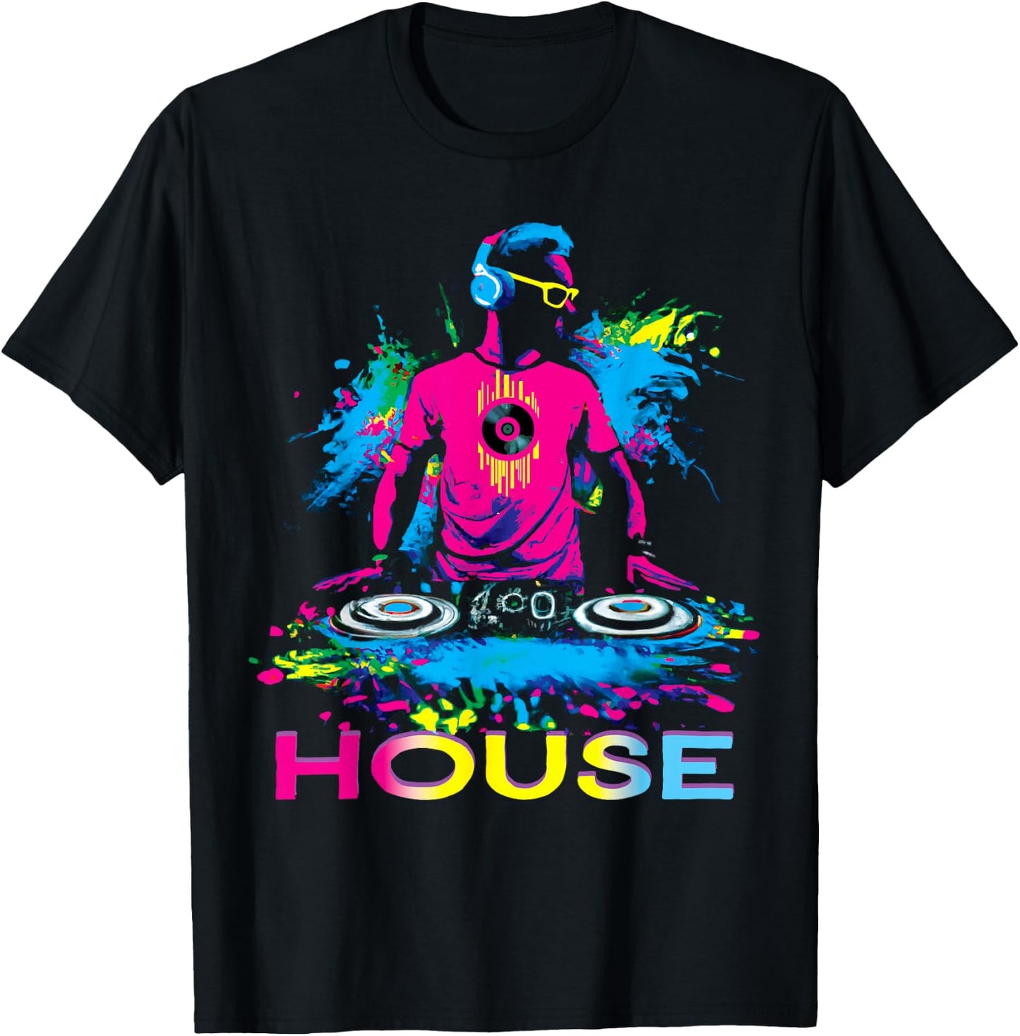 Vibrant House Music DJ Design T-Shirt - T-Shirt | Black